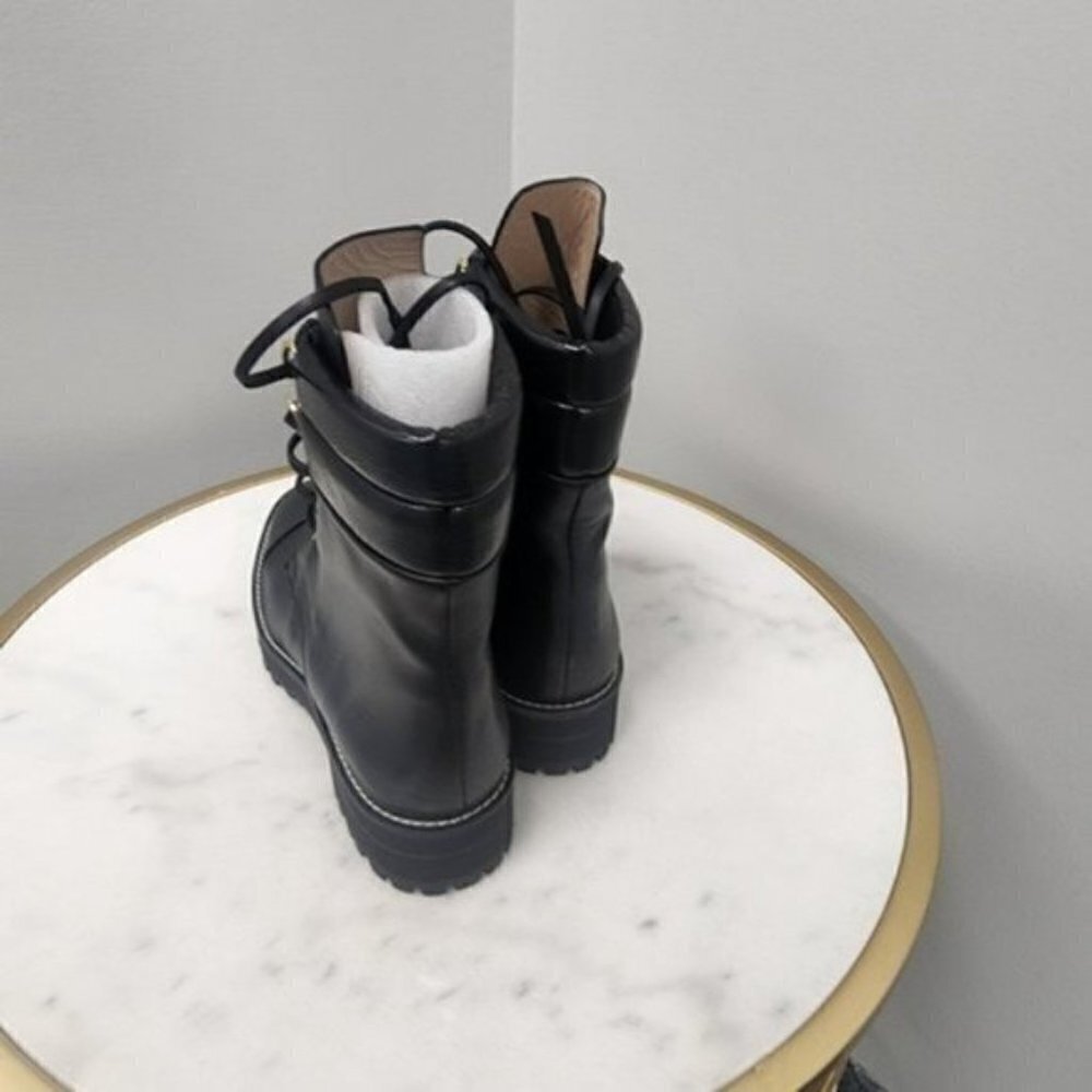 STUART WEITZMAN Lexy Leather Combat Boots Black Leather 9.5M - Picture 8 of 11